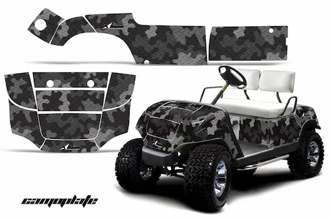 Yamaha G-Series golf cart with the Camoplate graphic kit